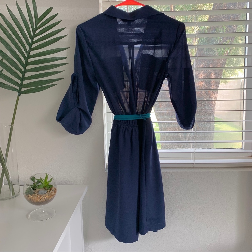 Express Blue Color Block Dress - Picture 3 of 4